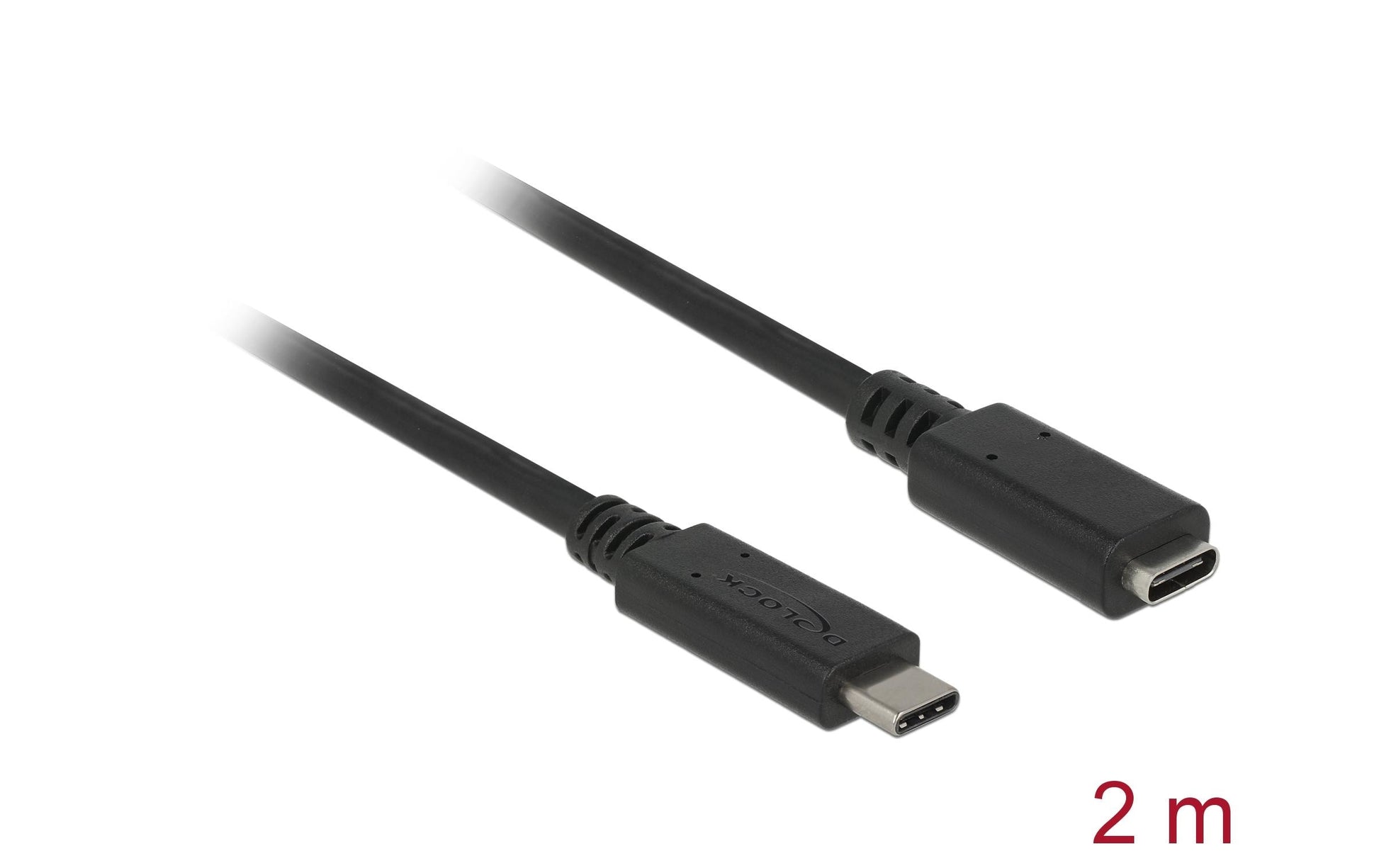 DeLOCK USB-C Verlängerungskabel (Stecker auf Buchse) – USB 3.2 Gen 1 (5 Gbit/s) – 2 m – Schwarz