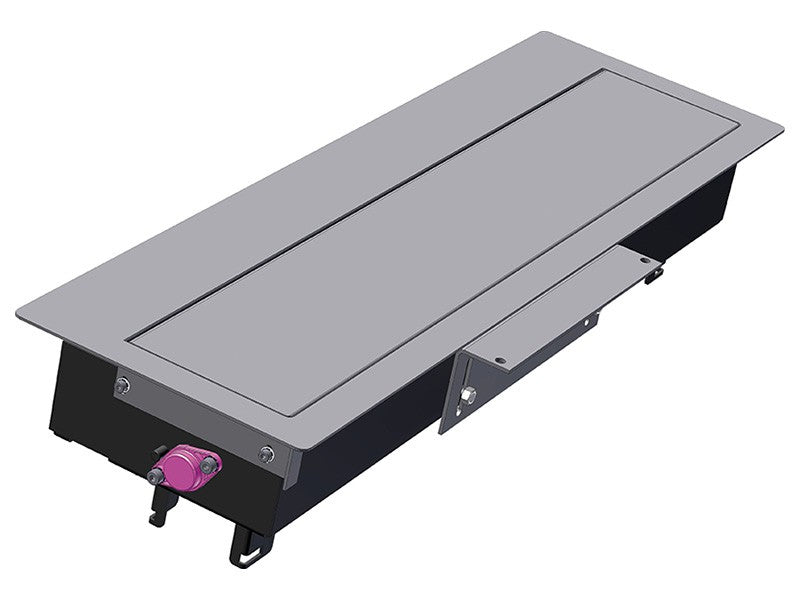 BACHMANN TOP FRAME Steckdoseneinheit – 8-fach, Auftisch/Einbau, RAL 9006 Deckel, Gehäuse schwarz, 162×523×110