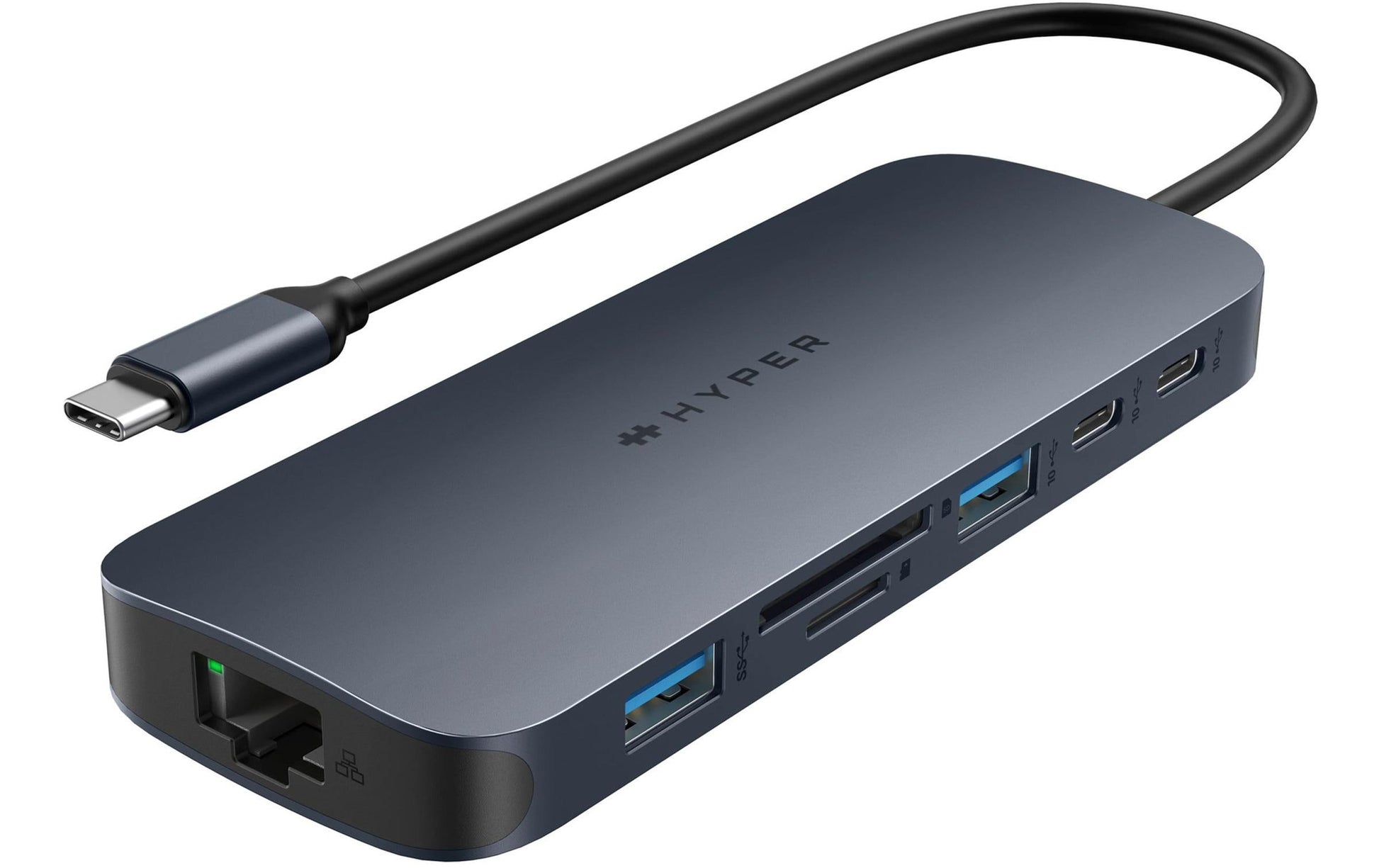 HYPER HD4005GL Multiport-Adapter – USB-C, DP/HDMI, 2× USB-A, 140 W PD, GbE, SD/microSD, 3,5 mm Audio