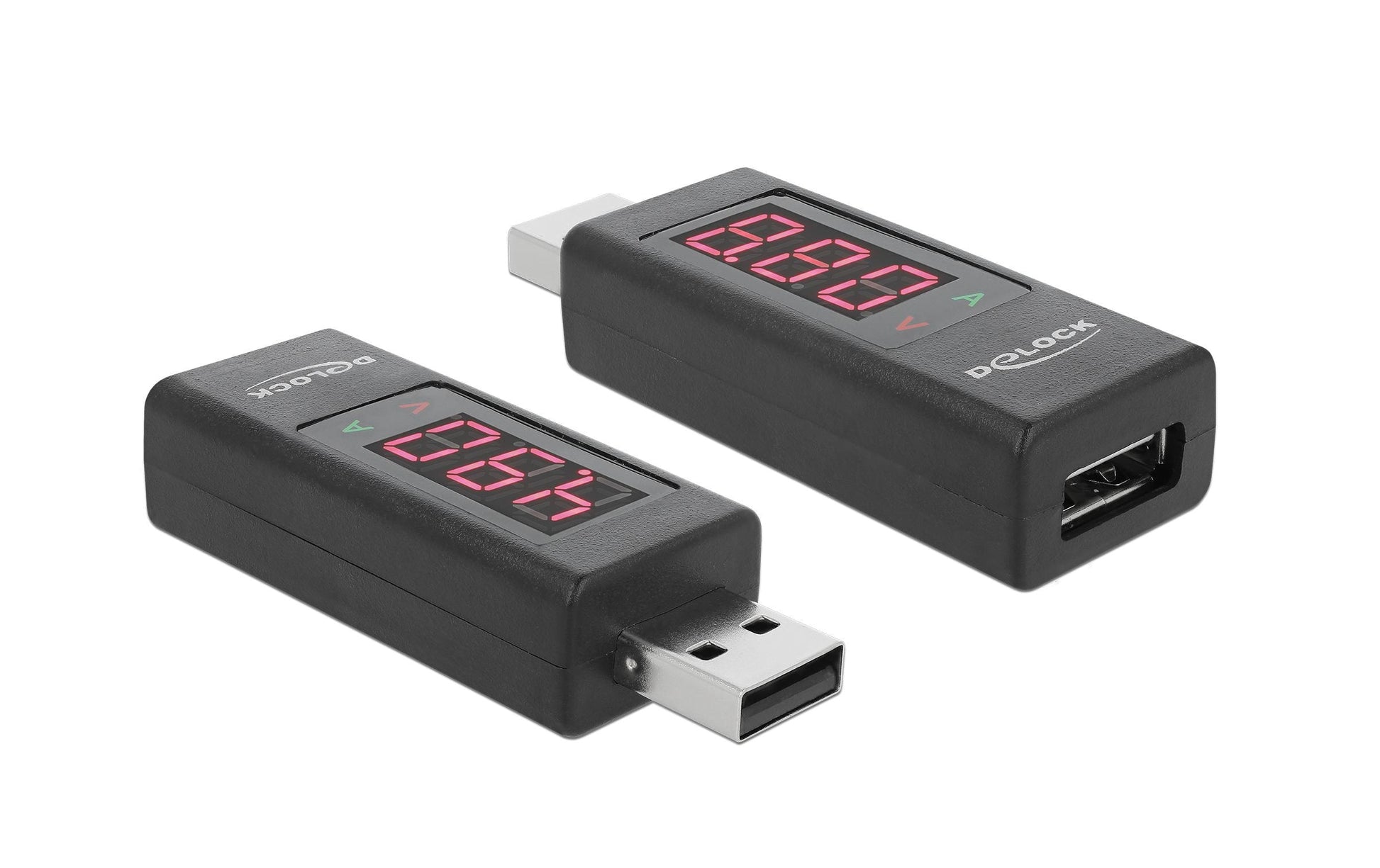 DeLOCK USB-Adapter USB-A auf USB-A – USB 2.0 (480 Mbit/s) – Leistungsmesser – Schwarz