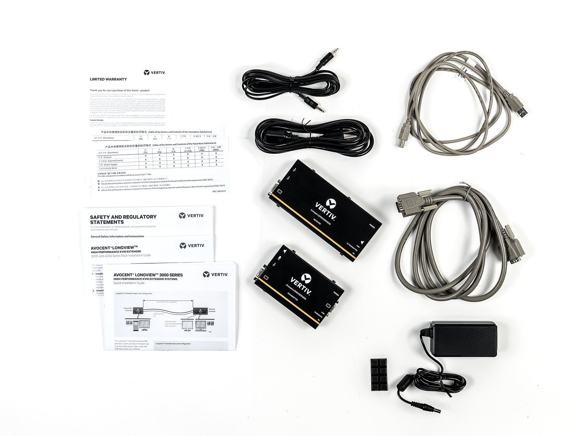 Vertiv LongView Single – KVM-Extender-Set VGA – 1920 × 1200, USB, Audio, bis 300 m über Cat5/5e/6/7