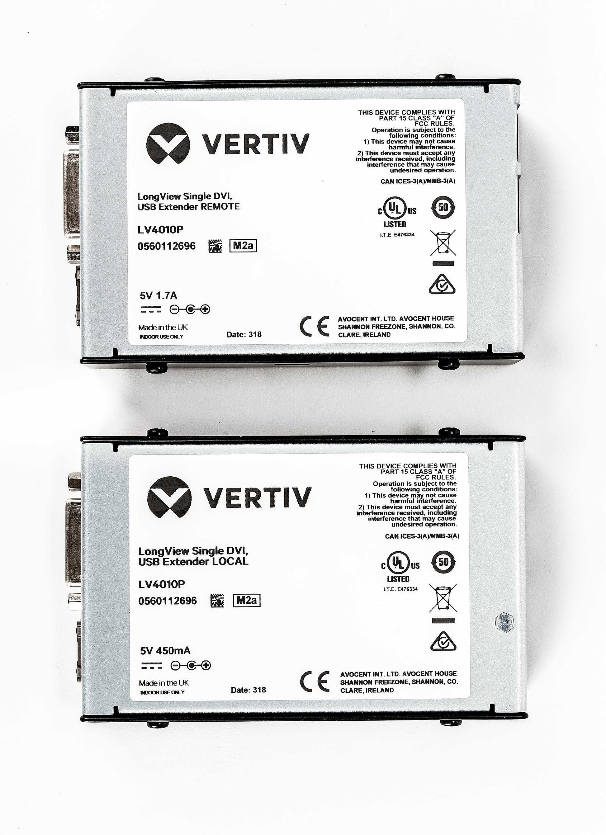 Vertiv LongView – KVM-Extender (DVI/USB/Audio), 50 m, Cat5e/6a/7