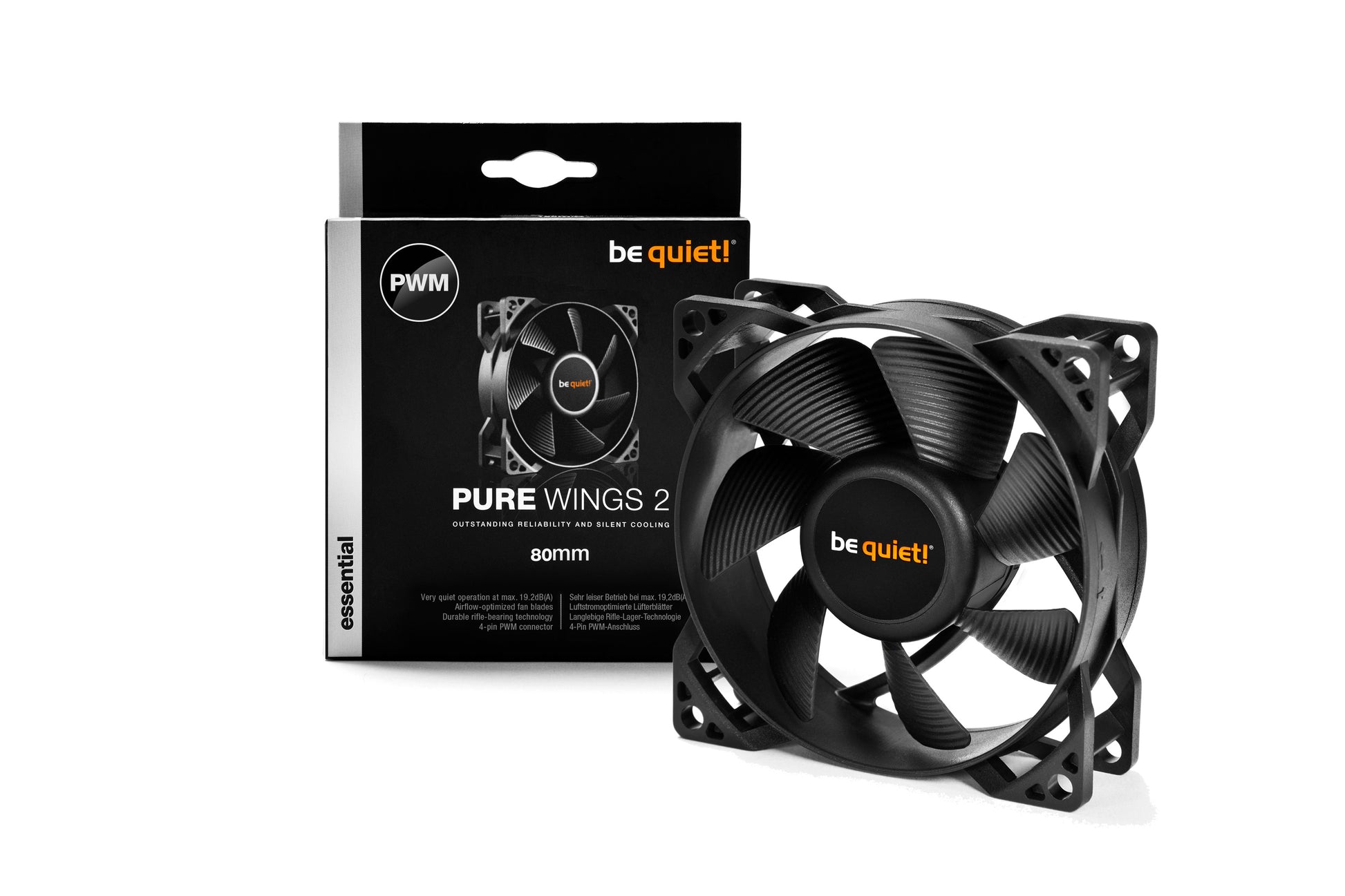 be quiet! be quiet Pure Wings 2 BL047 – PC-Lüfter 92 mm, 92 × 92 × 25 mm, PWM, 1900 U/min, 56,0 m³/h, 19,6 dB, Schwarz