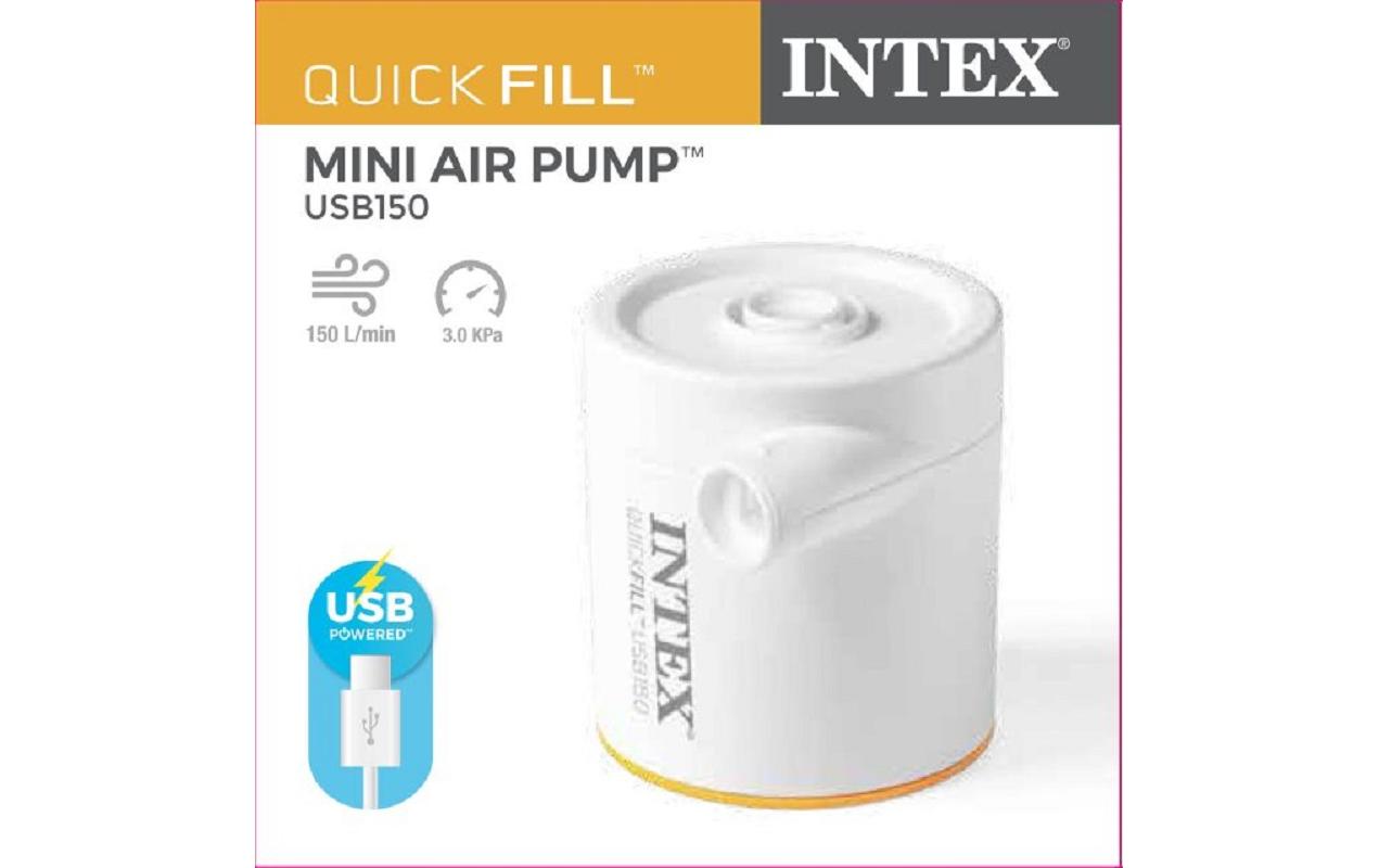 Intex USB-Luftpumpe Quick-Fill USB150 – 5 V, 2 A – 150 l/min – Weiss – mit USB-Kabel