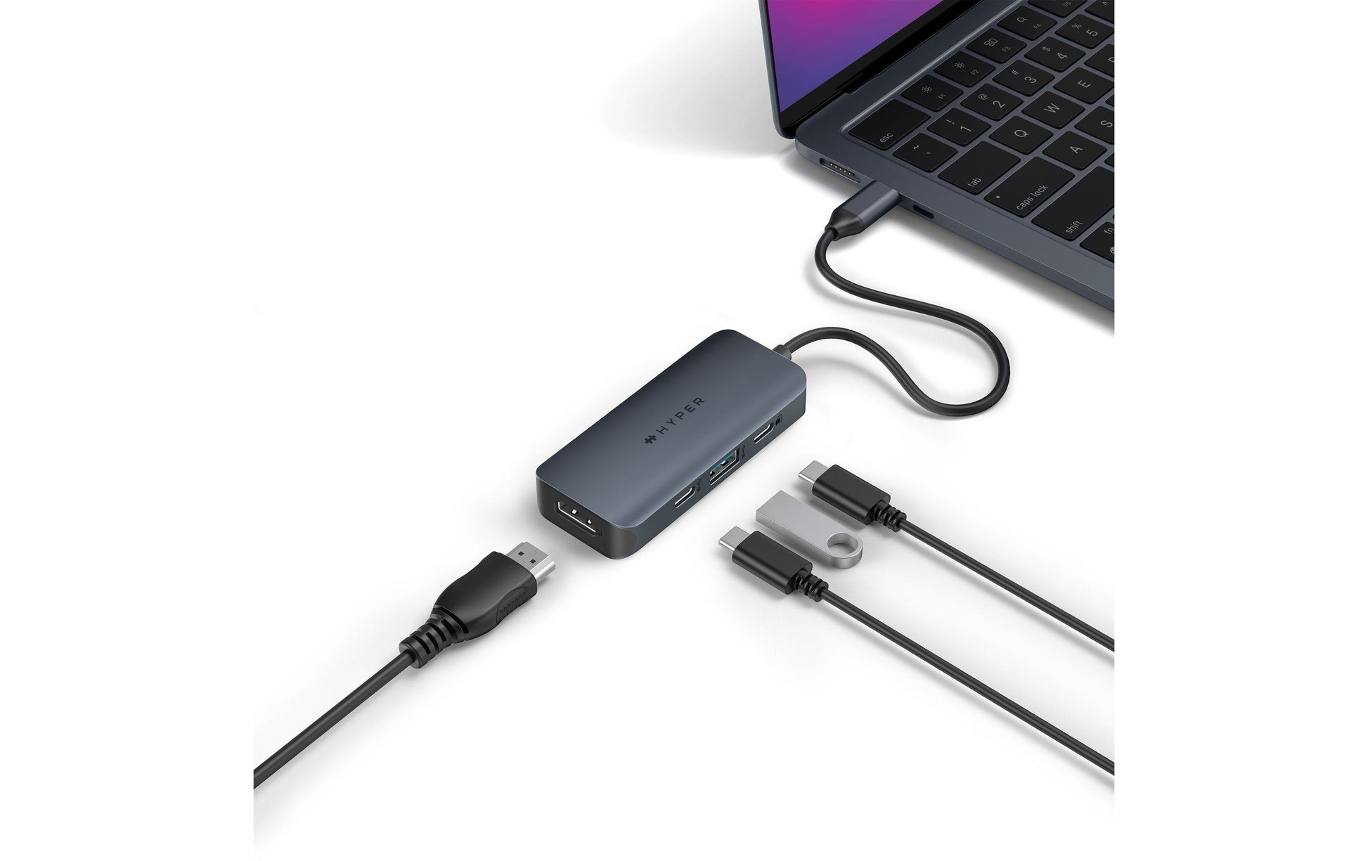 HYPER HD4001GL USB-Hub – USB-C, 1× HDMI, 1× USB-A, 100 W PD