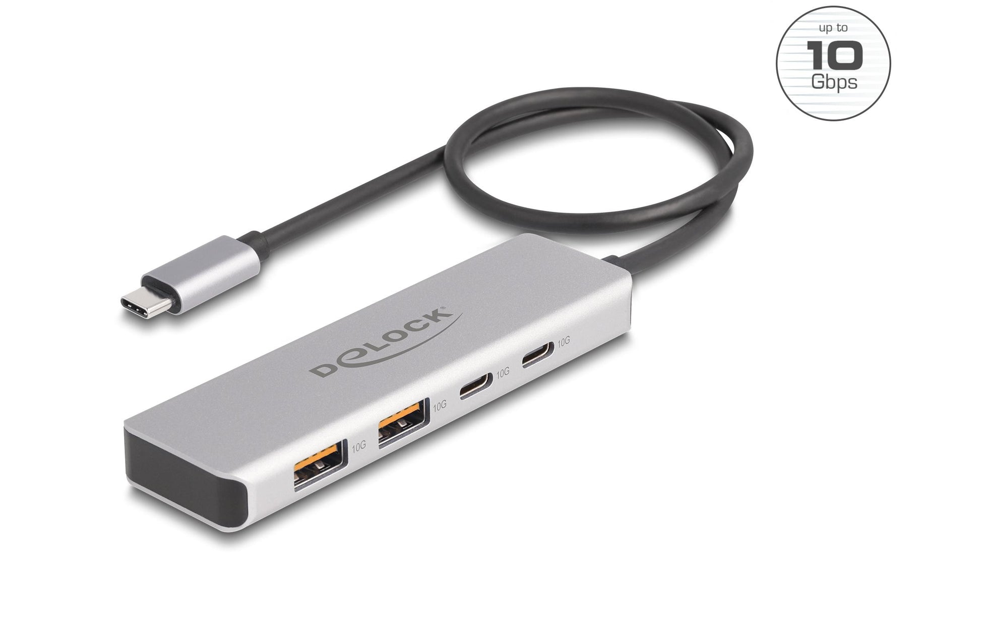 DeLOCK USB-Hub – USB-C, 2× USB-A, 2× USB-C, 10 Gbit/s, für Windows/Mac/Linux