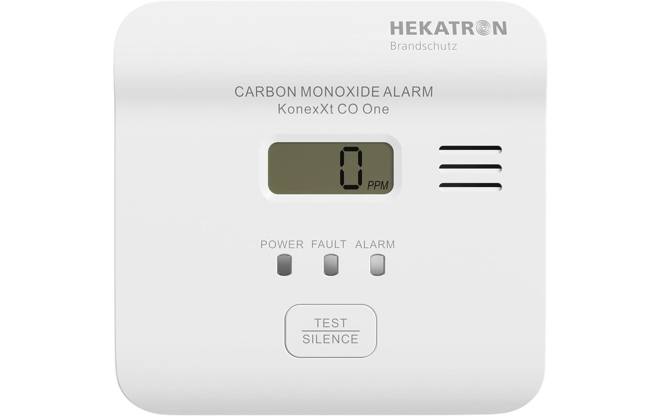 Hekatron KONEXXT CO One – CO-Melder, 10-Jahres-Batterie, 85 dB, DIN EN 50291-1 – Weiss, für Smartsonic