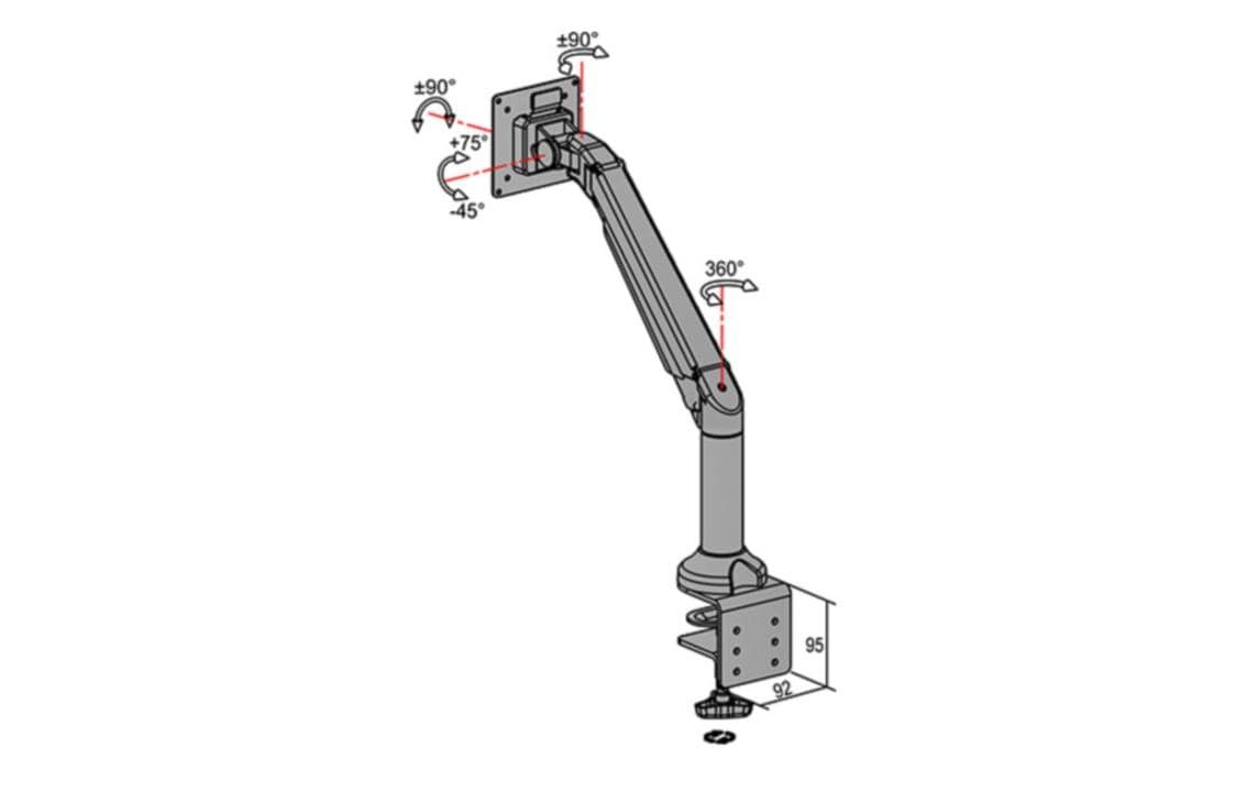 Multibrackets Basic 9369 – Monitorarm, Tischklemme, bis 32", VESA 75 × 75/100 × 100 mm, 10 kg, schwarz