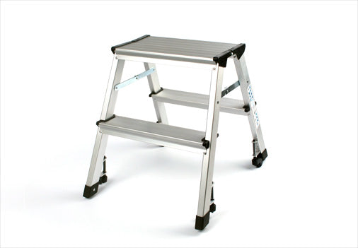 Wedo Klappleiter – 3 Stufen, 150 kg, Höhe 53 cm, Aluminium, mit Lenkrollen