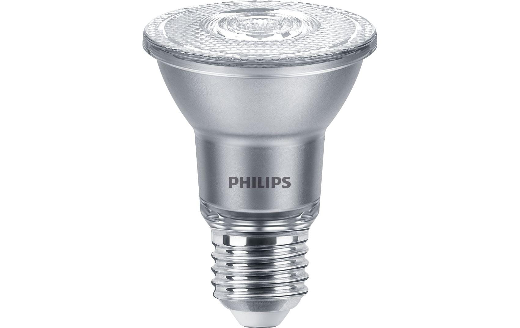 Philips LED-Leuchtmittel E27 Spot – Warmweiss 2700 K, 500 lm, 6 W, dimmbar – 1 Stk. – Silber – MASTER 44304400