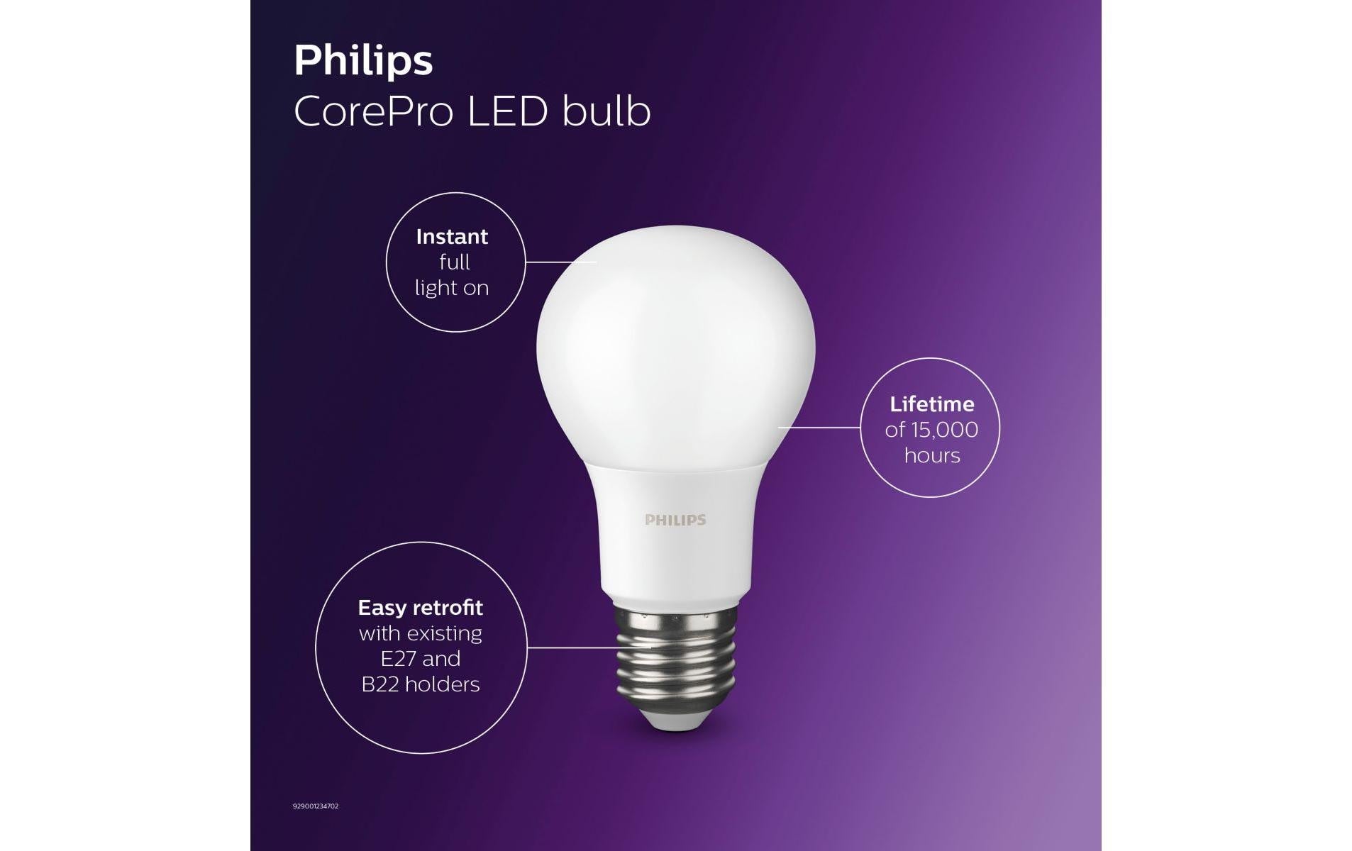 Philips LED-Leuchtmittel E27 A-Form – 806 lm, 8 W, Warmweiss 2700 K – 1 Stk.