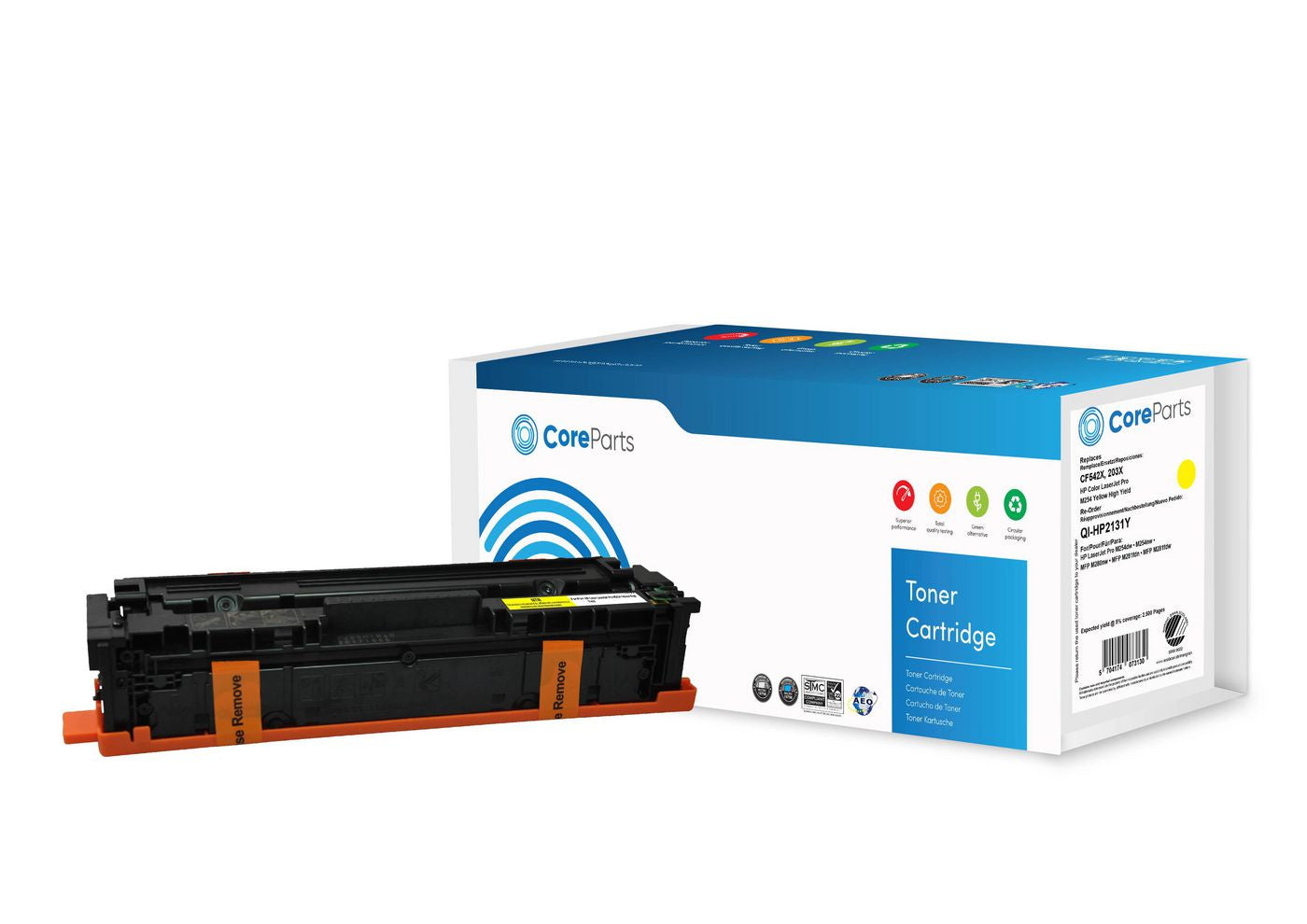 CoreParts M254Y (CF542X) Gelber Toner – Kompatibel XL – 2'500 Seiten – für HP Color LaserJet Pro M254