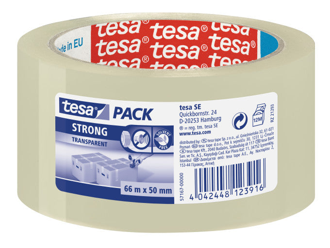 TESA Verpackungsklebeband, PP, transparent – 50 mm × 66 m