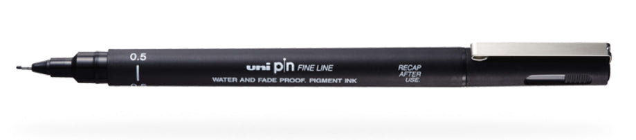 Uni-Ball Pin Fineliner – 0,5 mm, schwarz, wasserfest