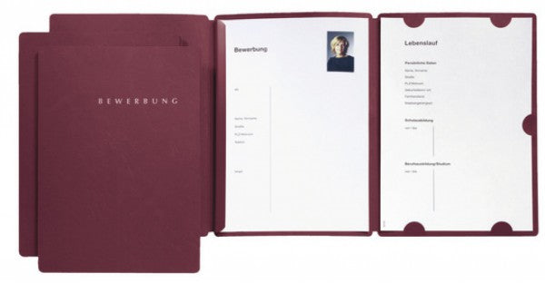 Pagna Bewerbungsmappe Select 22016-01, für A4, 3-teilig – Karton – rot, 3er-Pack
