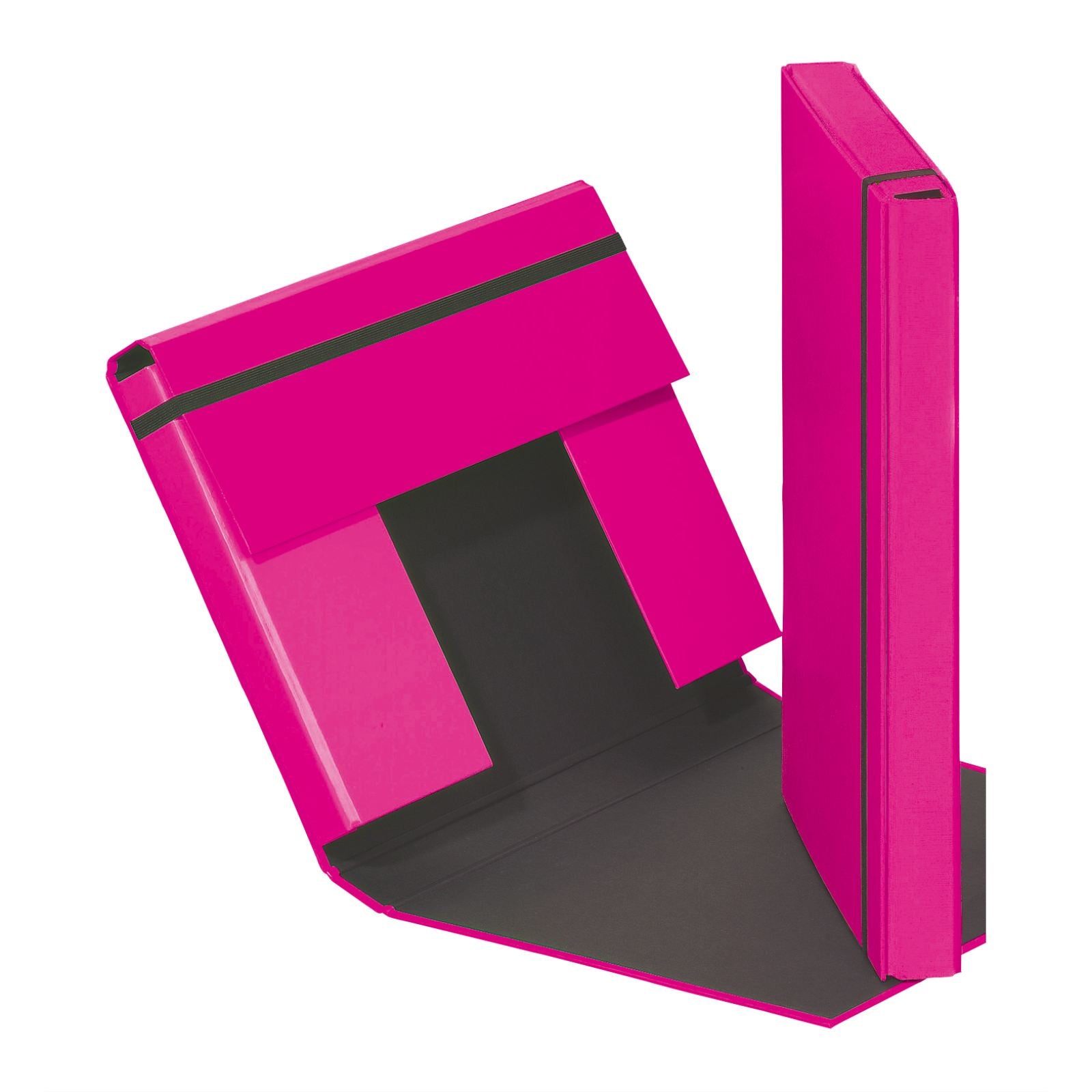 Pagna Heftbox Trend A4 – 3 Klappen, Gummiband, Karton, Pink, Füllhöhe 40 mm