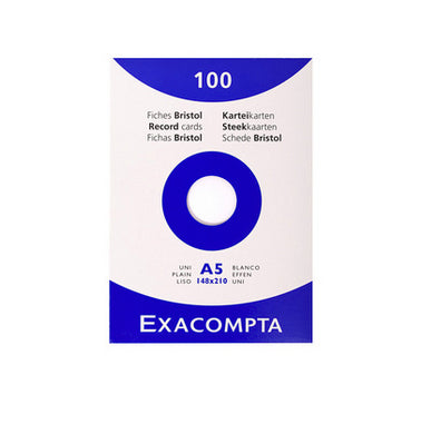 Exacompta Karteikarte A5 quer, blanko, weiss, 205 g/m², Karteikarton – 100 Stück