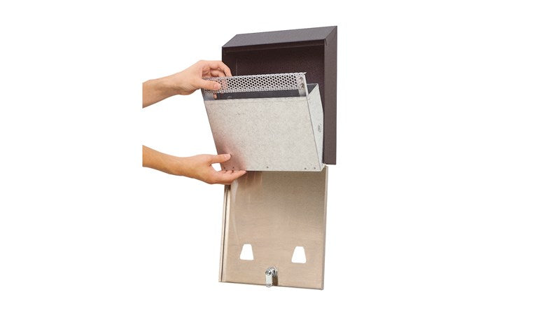 Rubbermaid Wandaschenbecher FGR1012EBK – Metall – Grau – Abnehmbarer Einsatz, mit Schloss