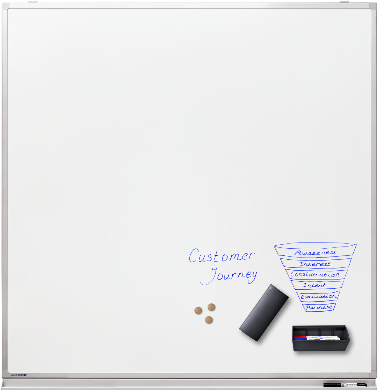 Legamaster Whiteboard – 120 × 120 cm, Emaille, magnetisch, Aluminiumrahmen, Wandmontage