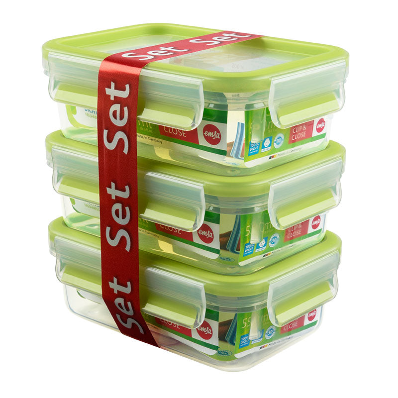 EMSA Vorratsdose 550 ml, 11,3 × 16,3 × 16,4 cm, Kunststoff (TPE), 3er-Set