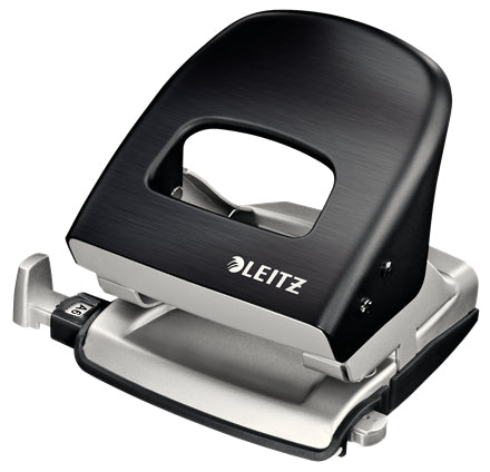Leitz Bürolocher Style 5006 – 2-Loch, Lochabstand 80 mm, 30 Blatt, bis A4 – Schwarz – Metall