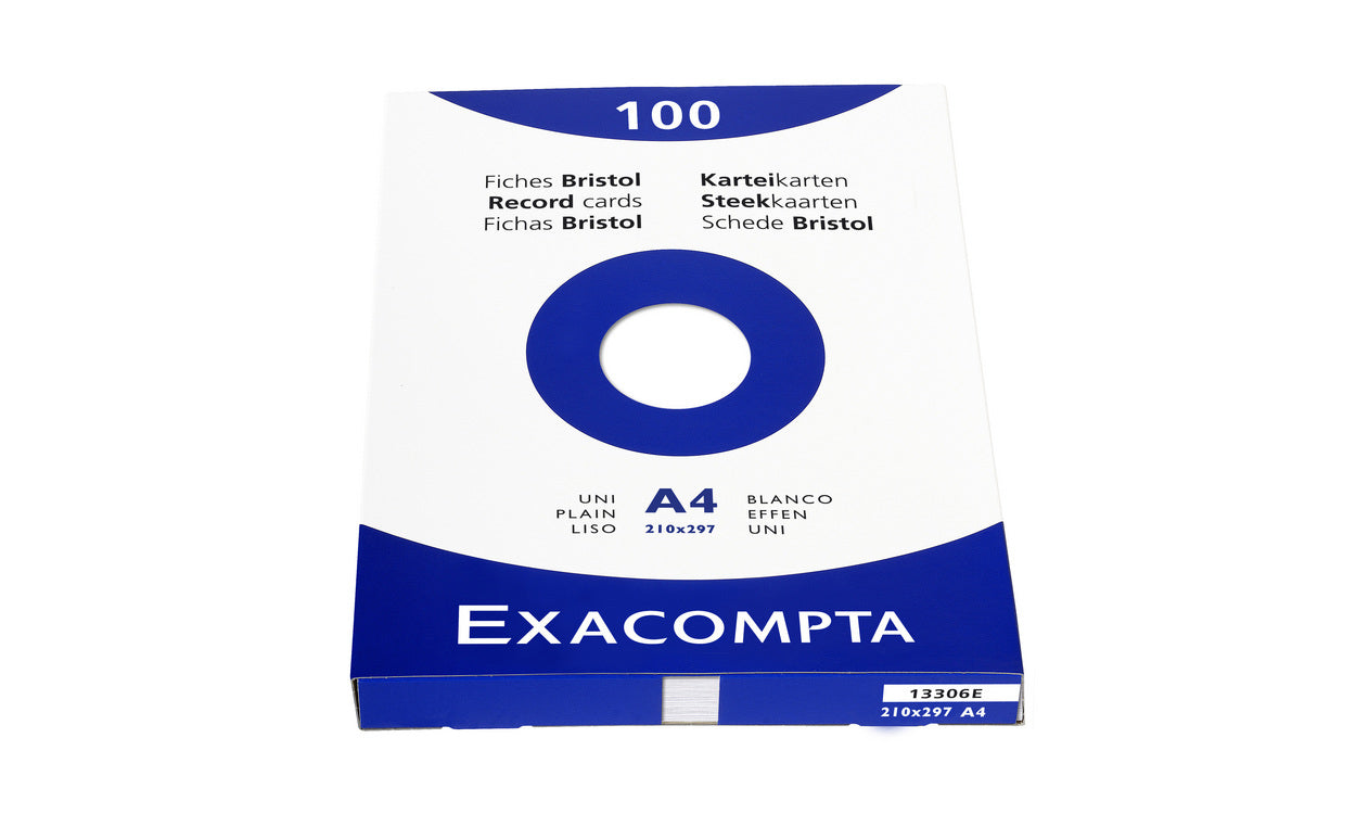 Exacompta Karteikarten A4 quer, blanko, weiss, 205 g/m², Karteikarton – 100 Stück