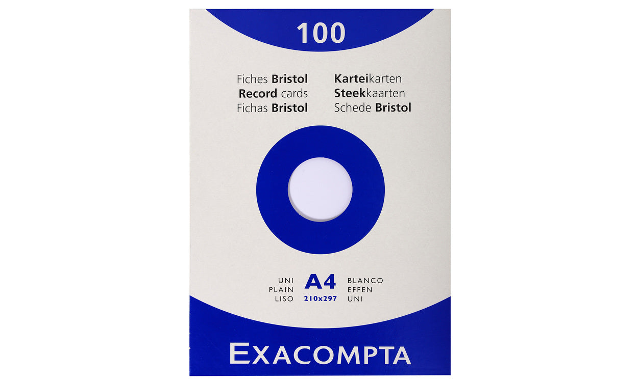 Exacompta Karteikarten A4 quer, blanko, weiss, 205 g/m², Karteikarton – 100 Stück