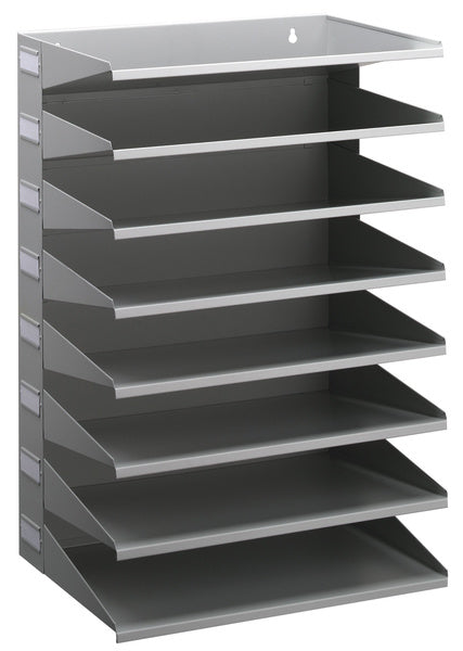 Durable Sammelbox Sortierstation – für DIN A4/Folio, 8 Fächer, wandmontierbar, mit Etikettenfenstern, grau