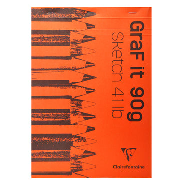 Clairefontaine GRAF'IT Skizzenblock – A4 – 90 g/m² – kopfseitige Heftung – 80 Blatt, weiss, mikroperforiert