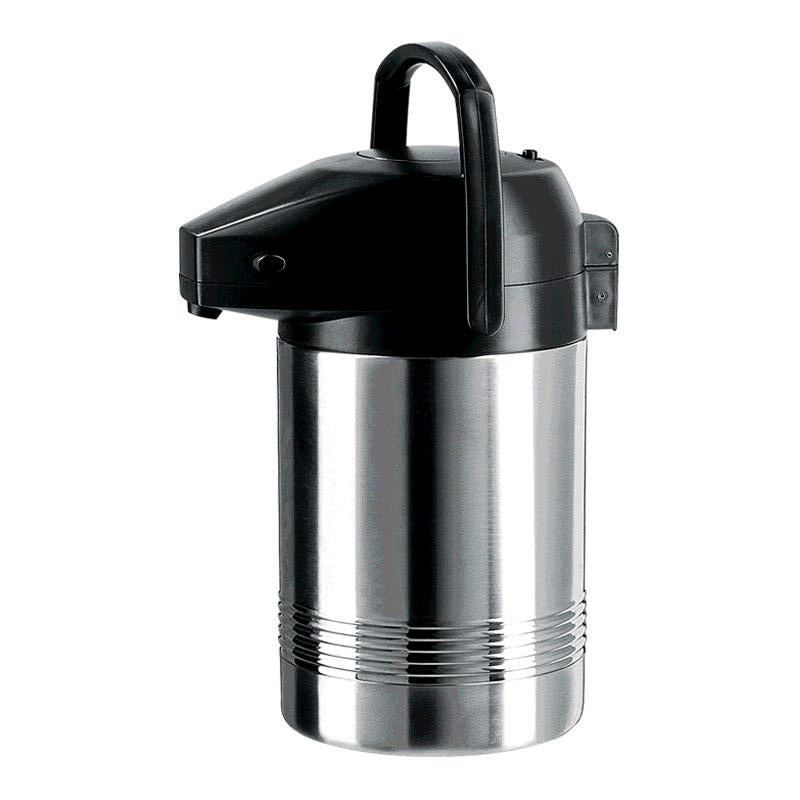EMSA President Thermoskanne – 3 l, Edelstahl, Silber, Doppelwandig, Knopfdruckdeckel