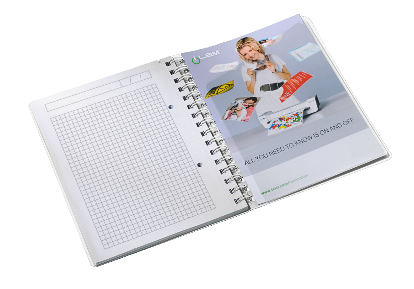 Leitz Collegeblock – A5 – 80 Blatt – 80 g/m² – Doppelspirale, Einstecktasche, Stiftschlaufe, Blau, FSC