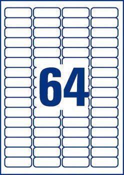 Avery L7652-100 – Etiketten A4 46 × 17 mm – Papier – permanent haftend – Laser – 64/Stück, 100 Blätter