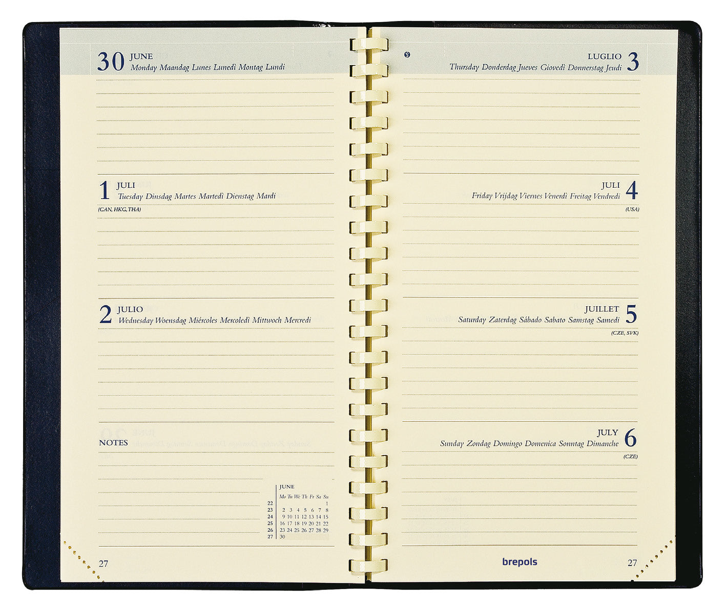 Brepols Interplan Palermo Classic 2026 – 9 × 16 cm, Kunstledercover