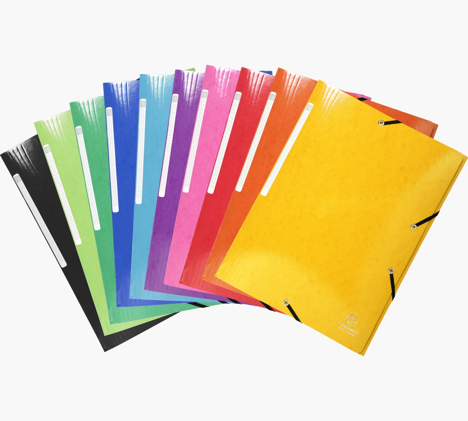Exacompta Eckspannermappe A4 – Gummiband, Karton, mehrfarbig, 3 Klappen, bis 250 Blatt, 25 Stk.