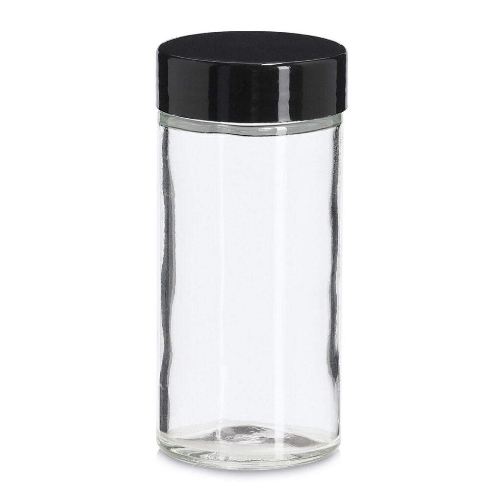 Zeller Present Vorratsdose 90 ml, Ø 4,5 × 9,5 cm, Glas/Polypropylen (PP), transparent/schwarz