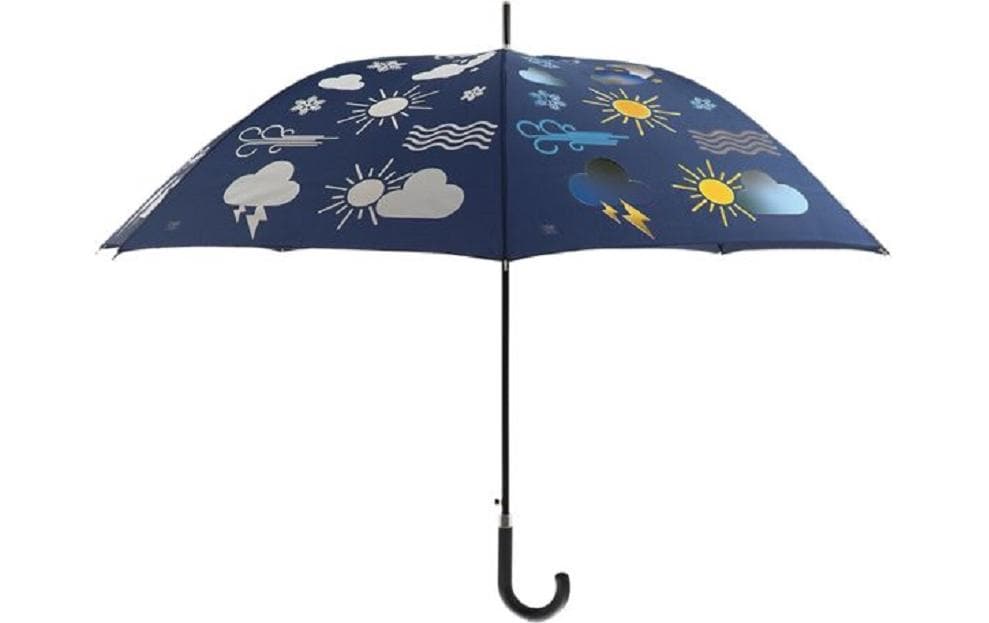 Esschert Design Stockschirm Wetter – Ø 120 cm, L 95 cm – mehrfarbig – Farbwechsel bei Regen