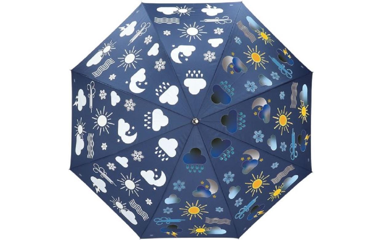 Esschert Design Stockschirm Wetter – Ø 120 cm, L 95 cm – mehrfarbig – Farbwechsel bei Regen