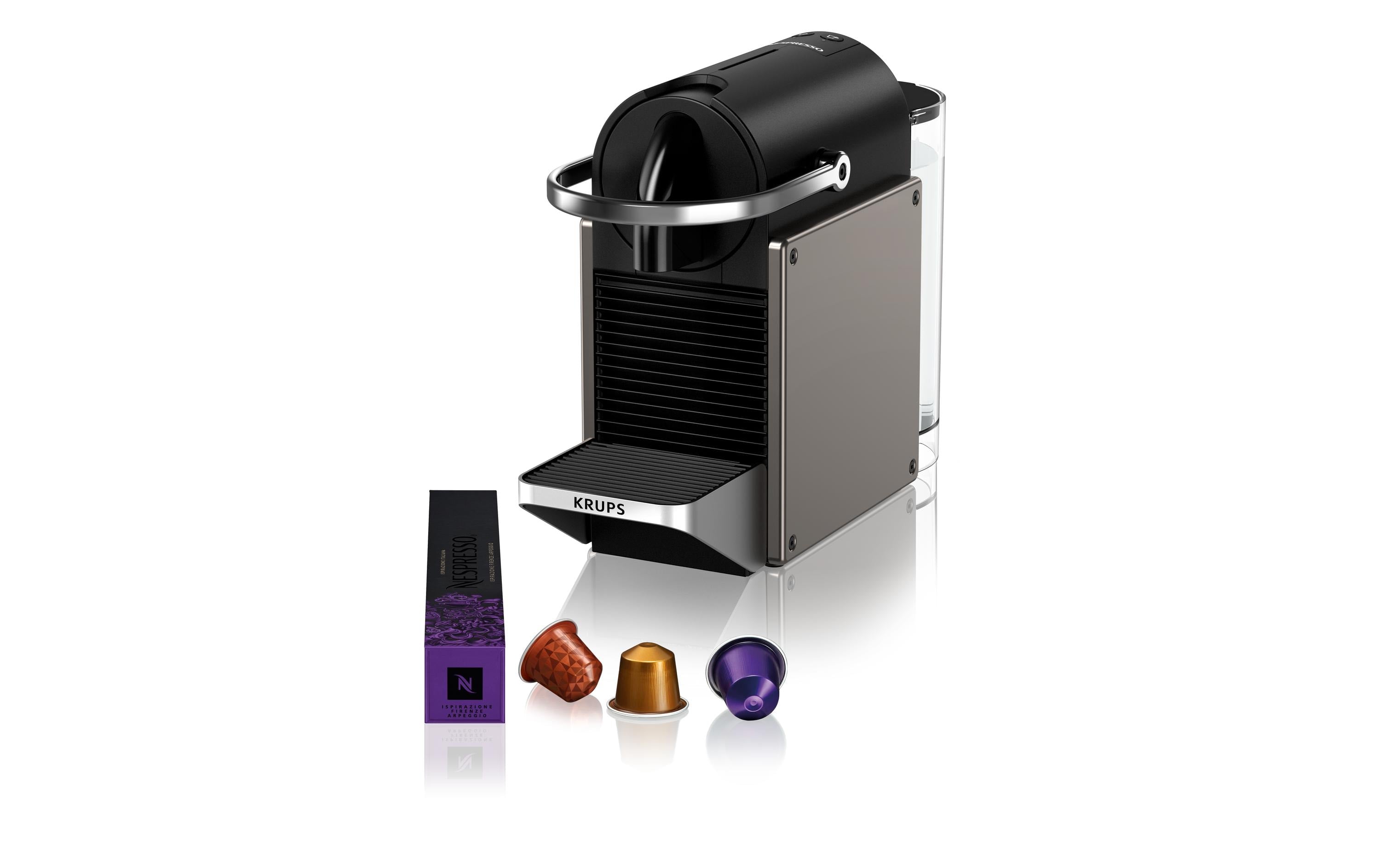 Krups Pixie Kapselmaschine – für Nespresso-Kapseln, 19 bar, 700 ml, Titanium