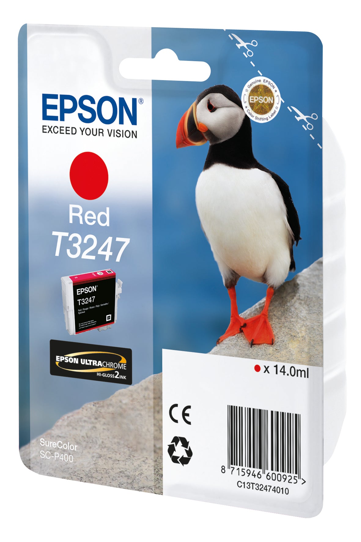 Epson T3247 Rot Tintenpatrone (Original) – 980 Seiten – für Epson SureColor SC-P400 – C13T32474010