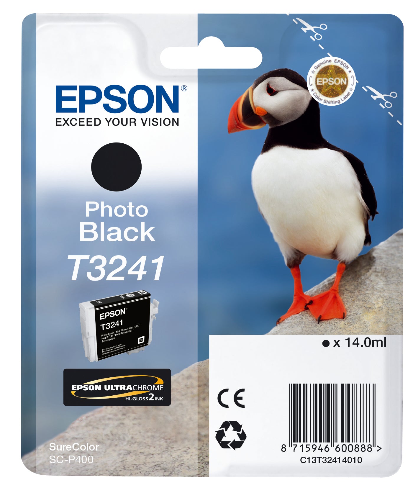 Epson T3241 Foto-Schwarz Tintenpatrone (Original) – 4'200 Seiten – für SureColor SC-P400 – C13T32414010