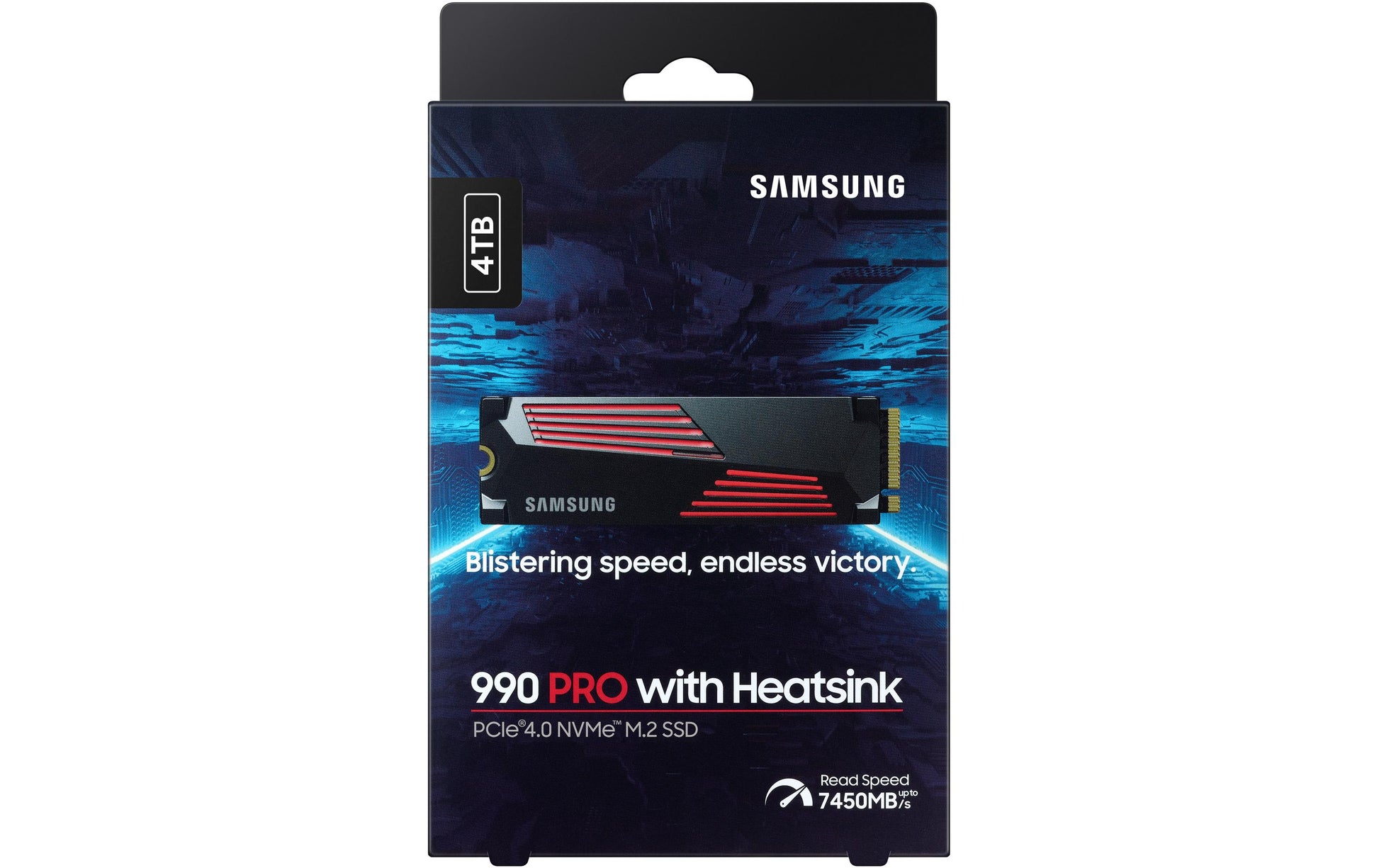 Samsung 990 PRO – 4 TB M.2 2280 NVMe PCIe 4.0 x4, 7'450/6'900 MB/s, V-NAND TLC, mit Kühlkörper