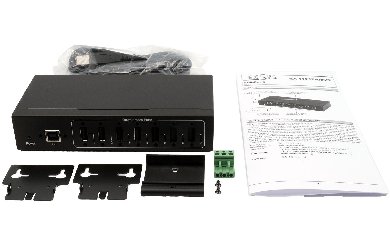 EXSYS EX-11217HMVS USB-Hub – USB 2.0, 7× USB-A