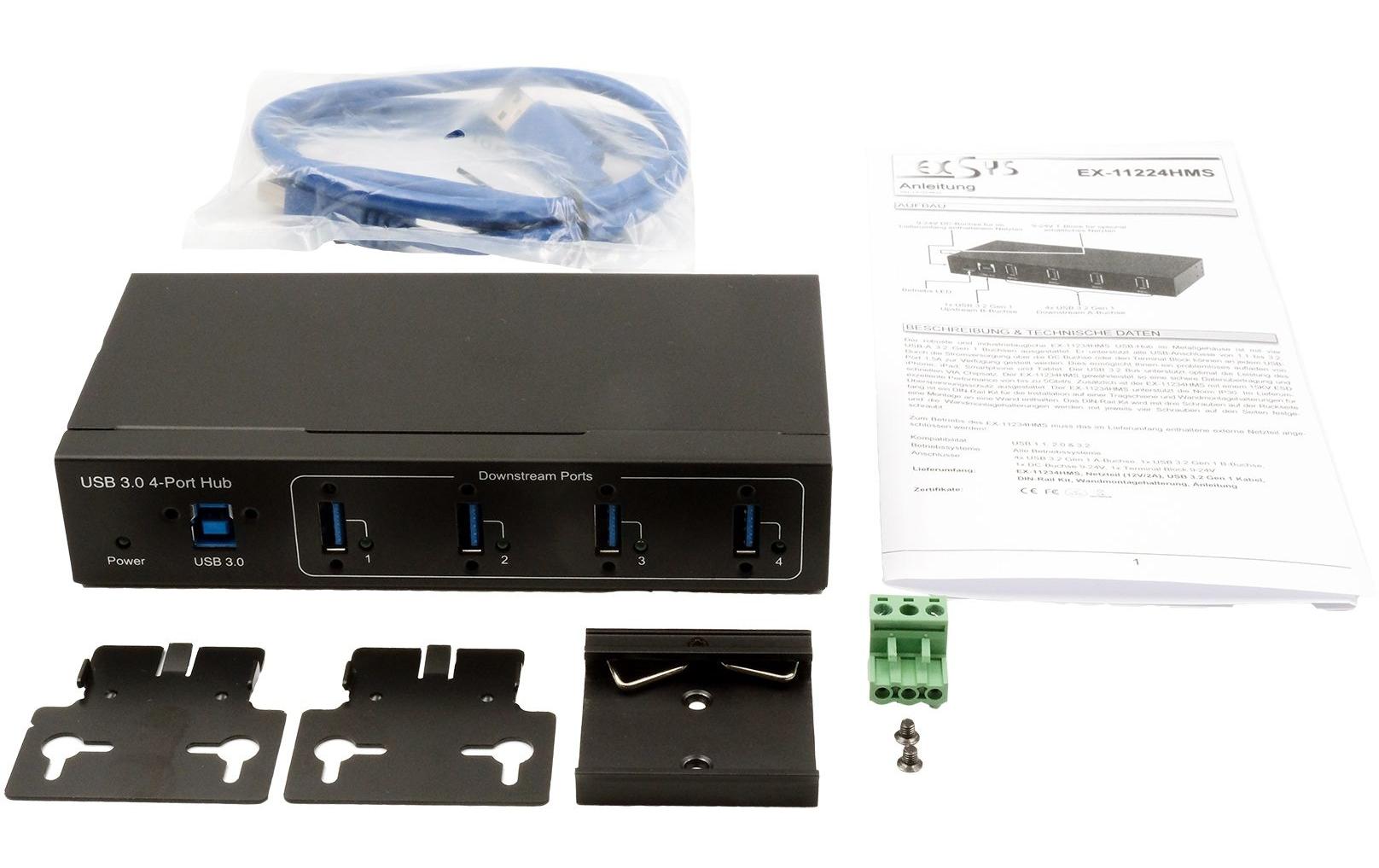EXSYS EX-11224HMVS USB-Hub – USB-B, 4× USB-A