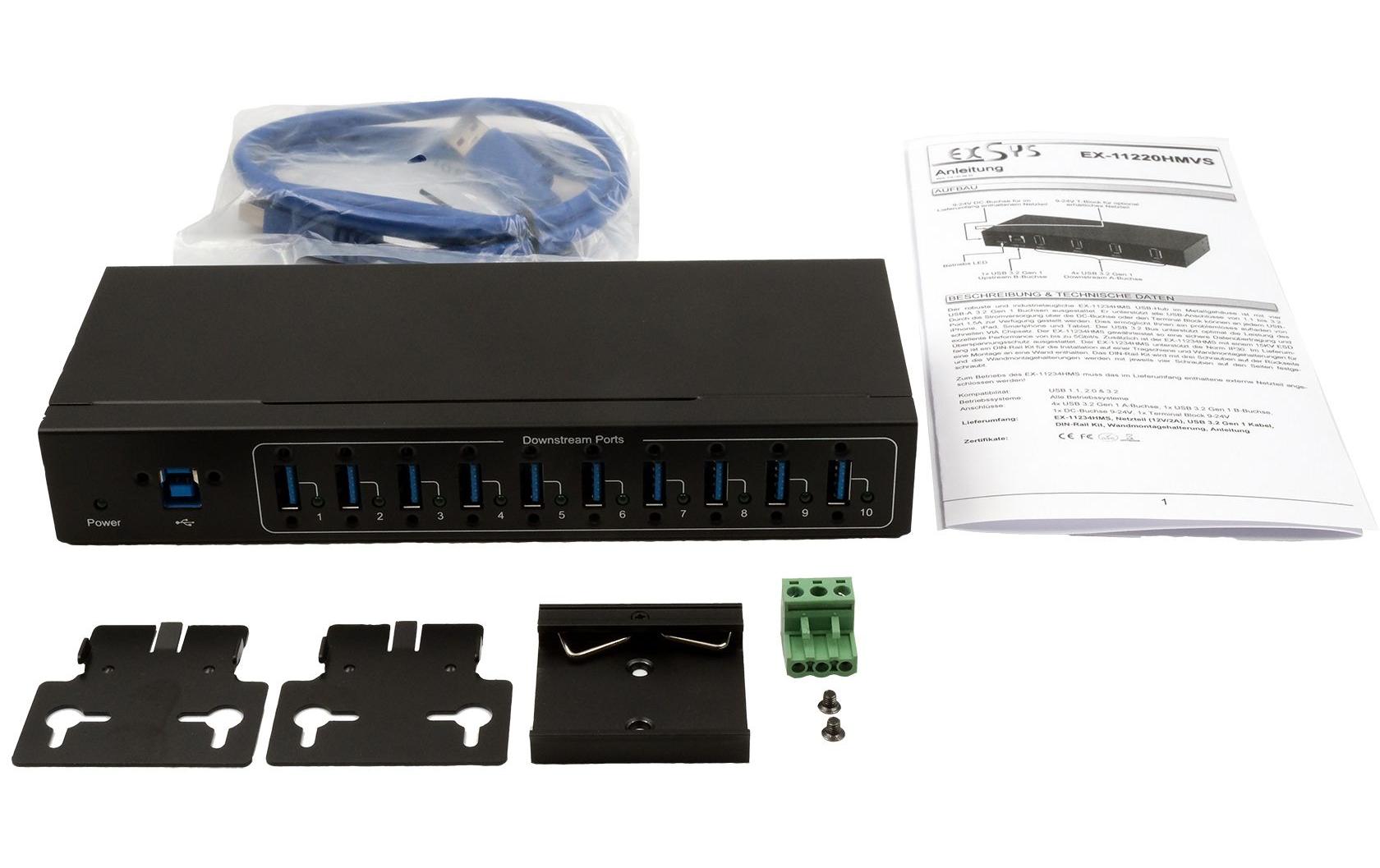 EXSYS EX-11220HMVS USB-Hub – USB 3.0, 10× USB-A