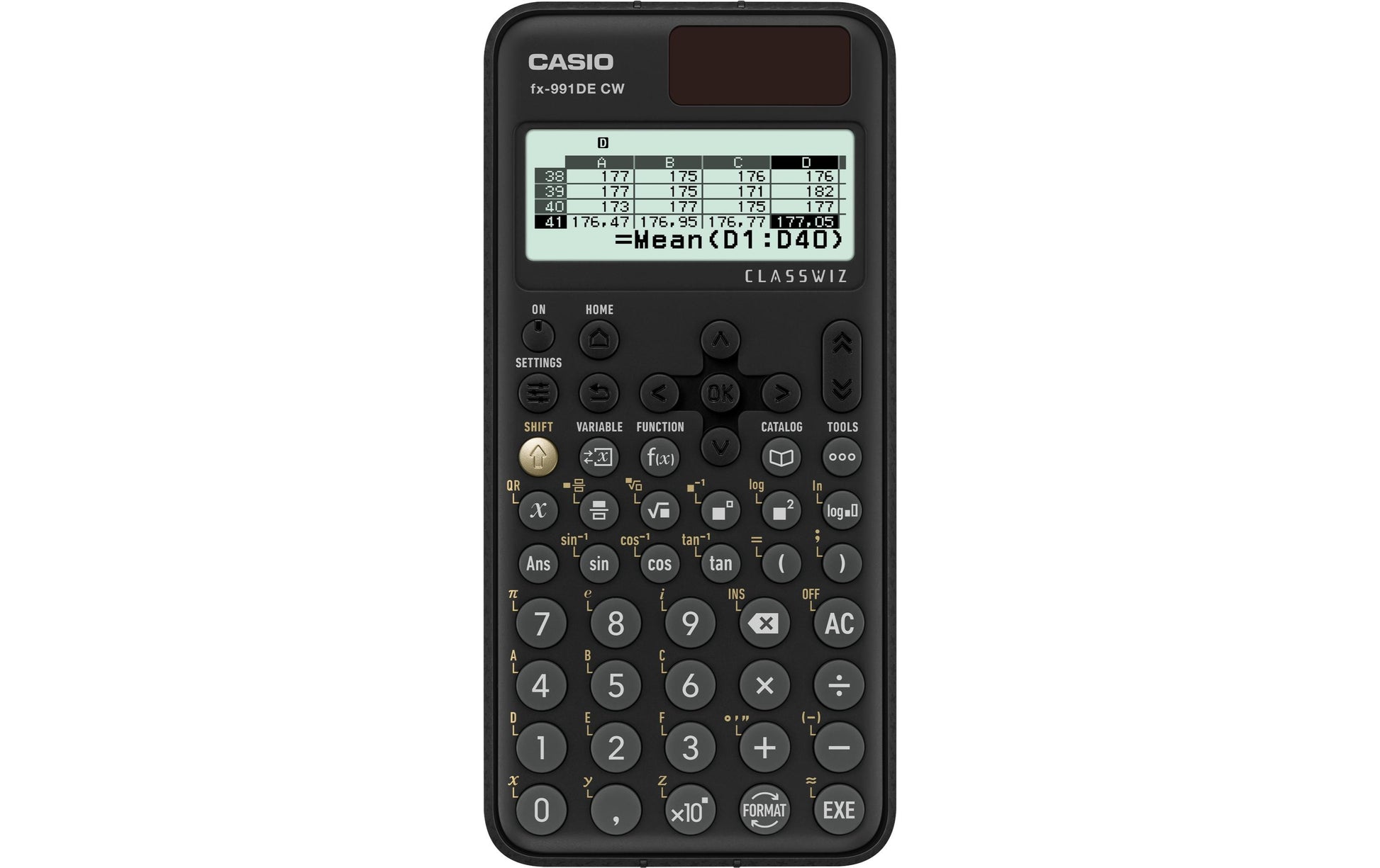 Casio Taschenrechner FX-991DE CW – 12-stellig, LCD, Solar + Batterie, Schwarz