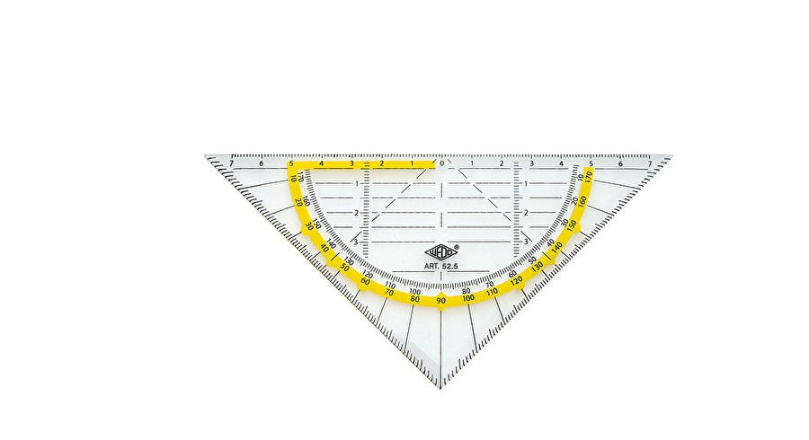 Wedo Wandtafel-Geodreieck 45° – 16 × 16 cm, Kunststoff, transparent, Skalenfarbe schwarz, Stärke 0,1 mm