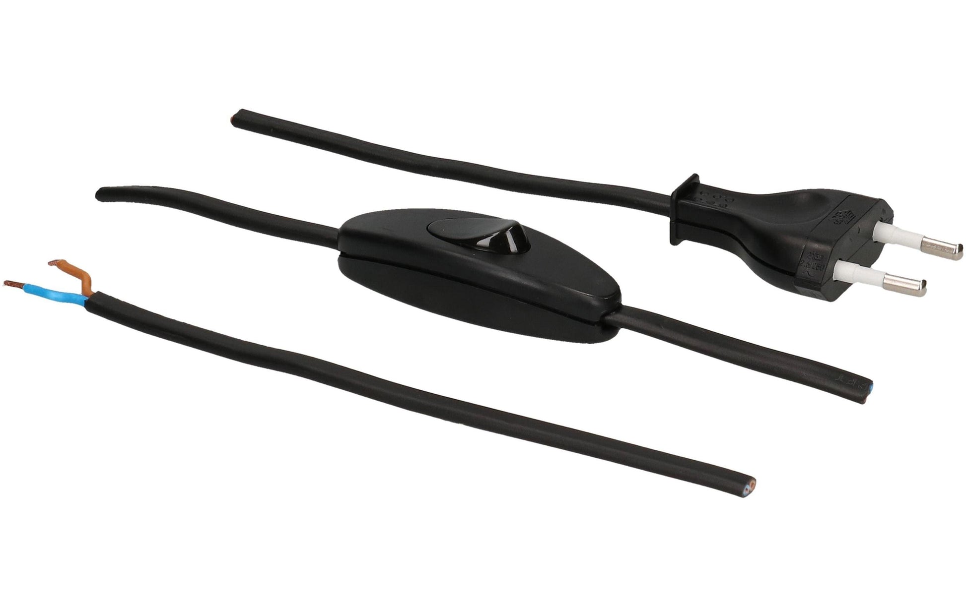 Max Hauri AG Max Hauri Netzkabel – offen–T26, 2 m, H03VVH2-F, 2×0,75 mm², Schwarz