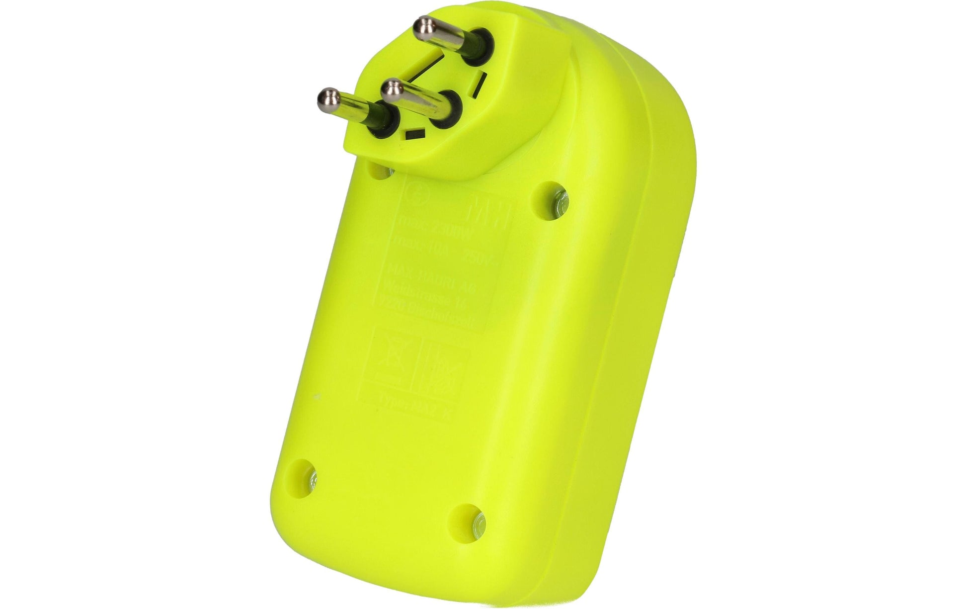 Max Hauri AG Max Hauri maxADAPTturn Abzweigstecker T12 zu 2× T13 – 2300 W, 10 A, 2 Steckdosen, drehbar, Gelb