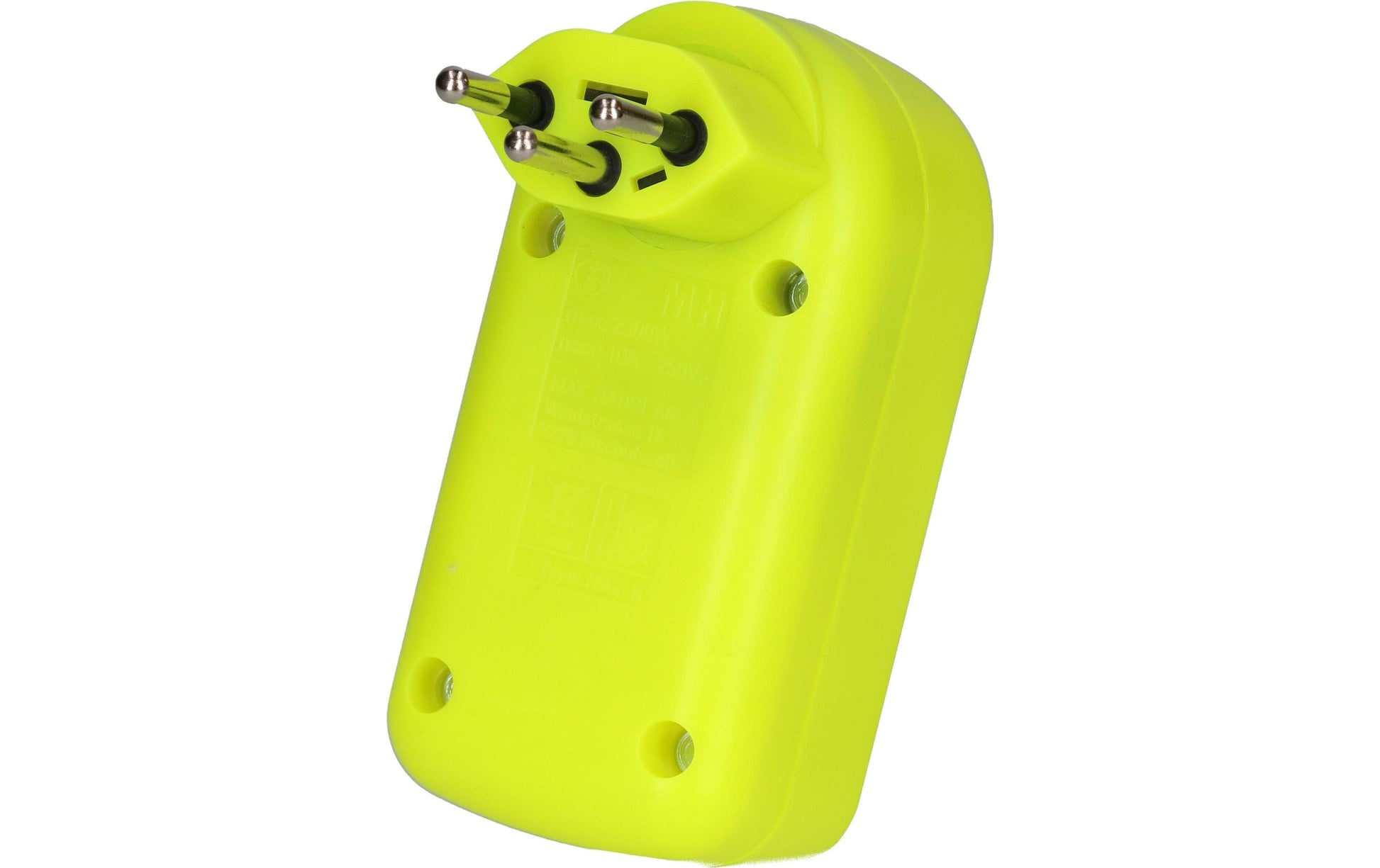 Max Hauri AG Max Hauri maxADAPTturn Abzweigstecker T12 zu 2× T13 – 2300 W, 10 A, 2 Steckdosen, drehbar, Gelb