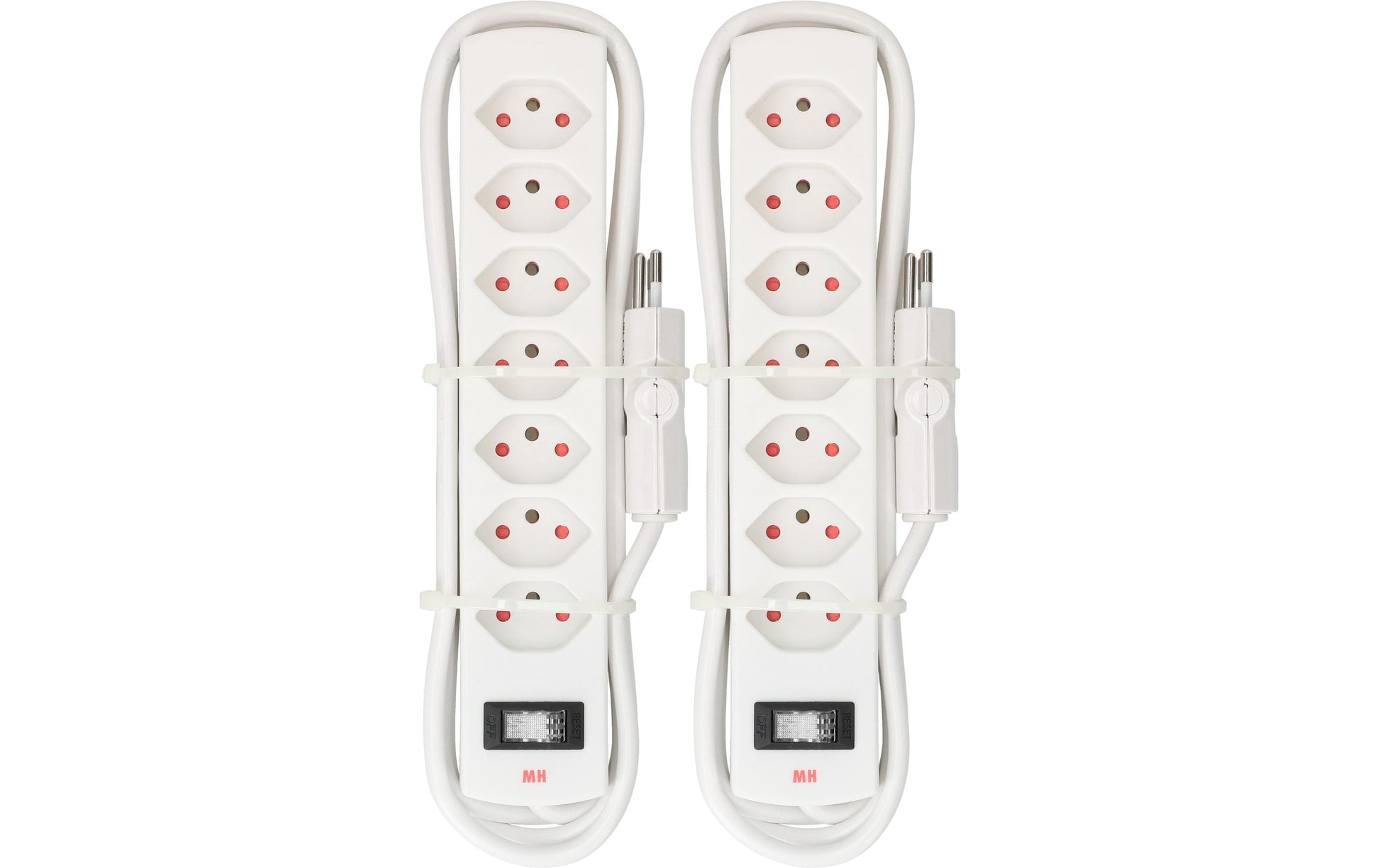 Max Hauri AG Max Hauri Steckdosenleiste 7×T13, mit Schalter, 2 m, drehbar 130° – weiss